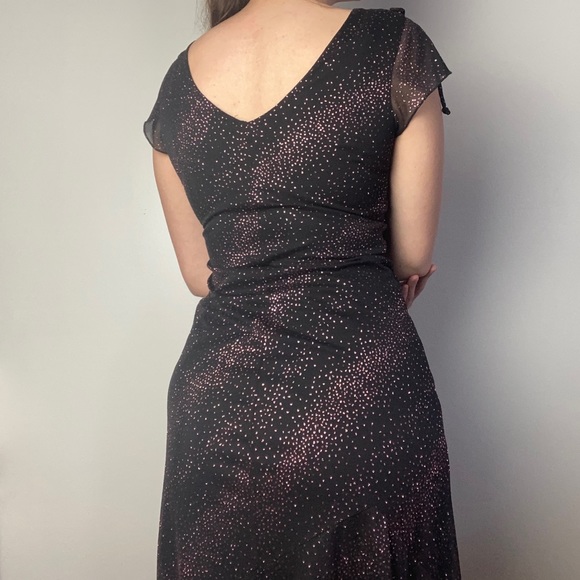Vintage 90s Byer Too Black Midi Dress Sparkle, Size Medium - Picture 2 of 9